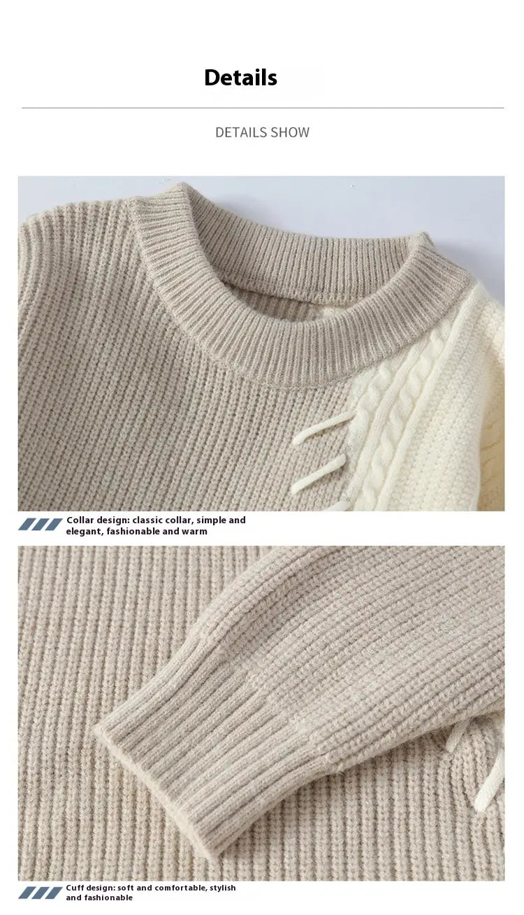 Matching Comfortable Loose Round Neck Sweater