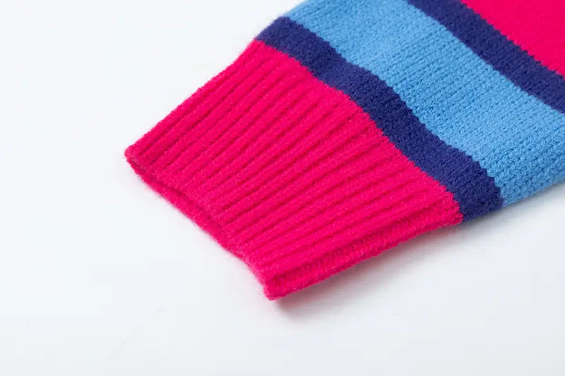 Winter New Vintage Stripe Loose Hooded Pullover Sweater