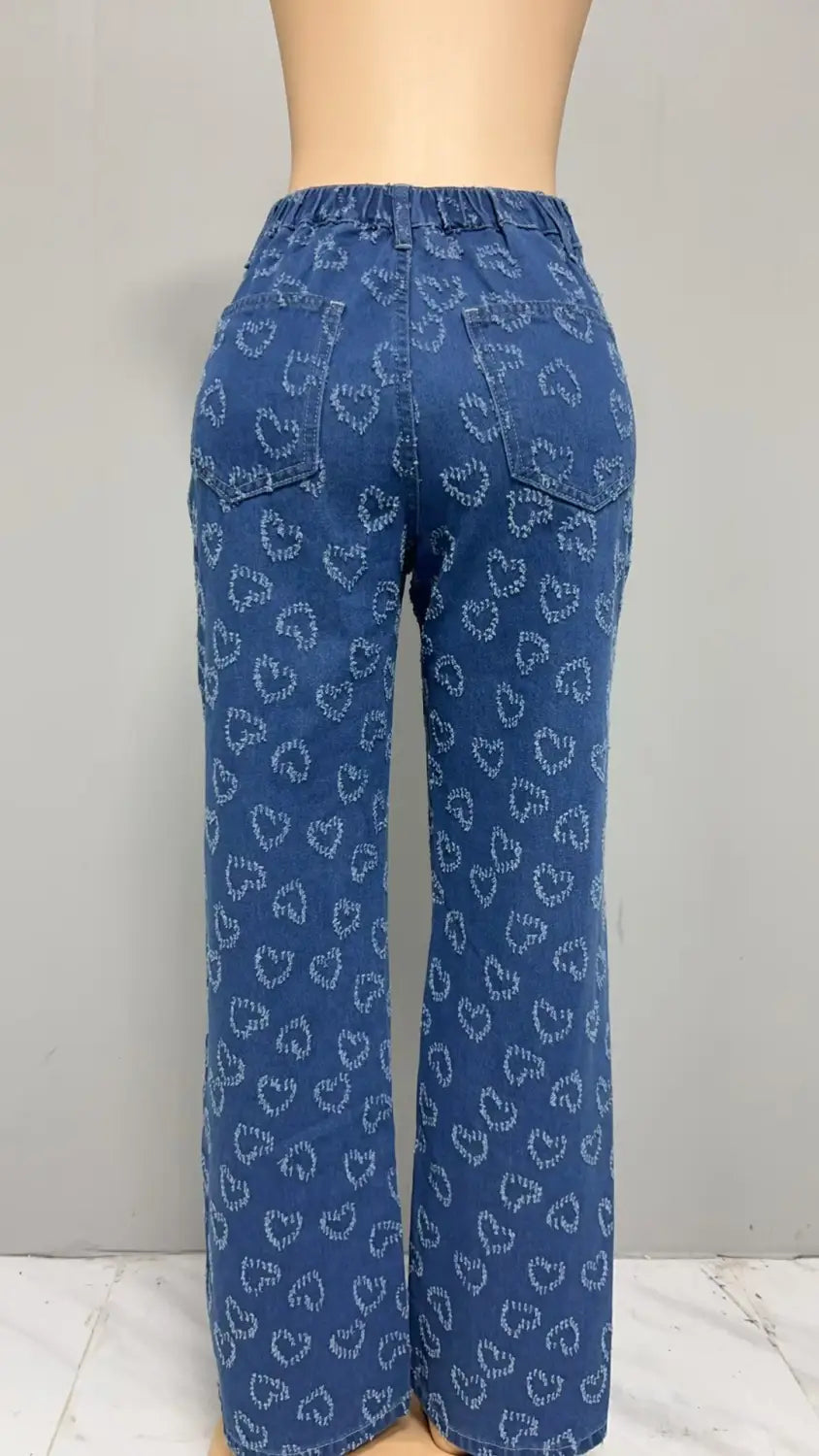 Denim Trousers Love Crochet Wash Straight