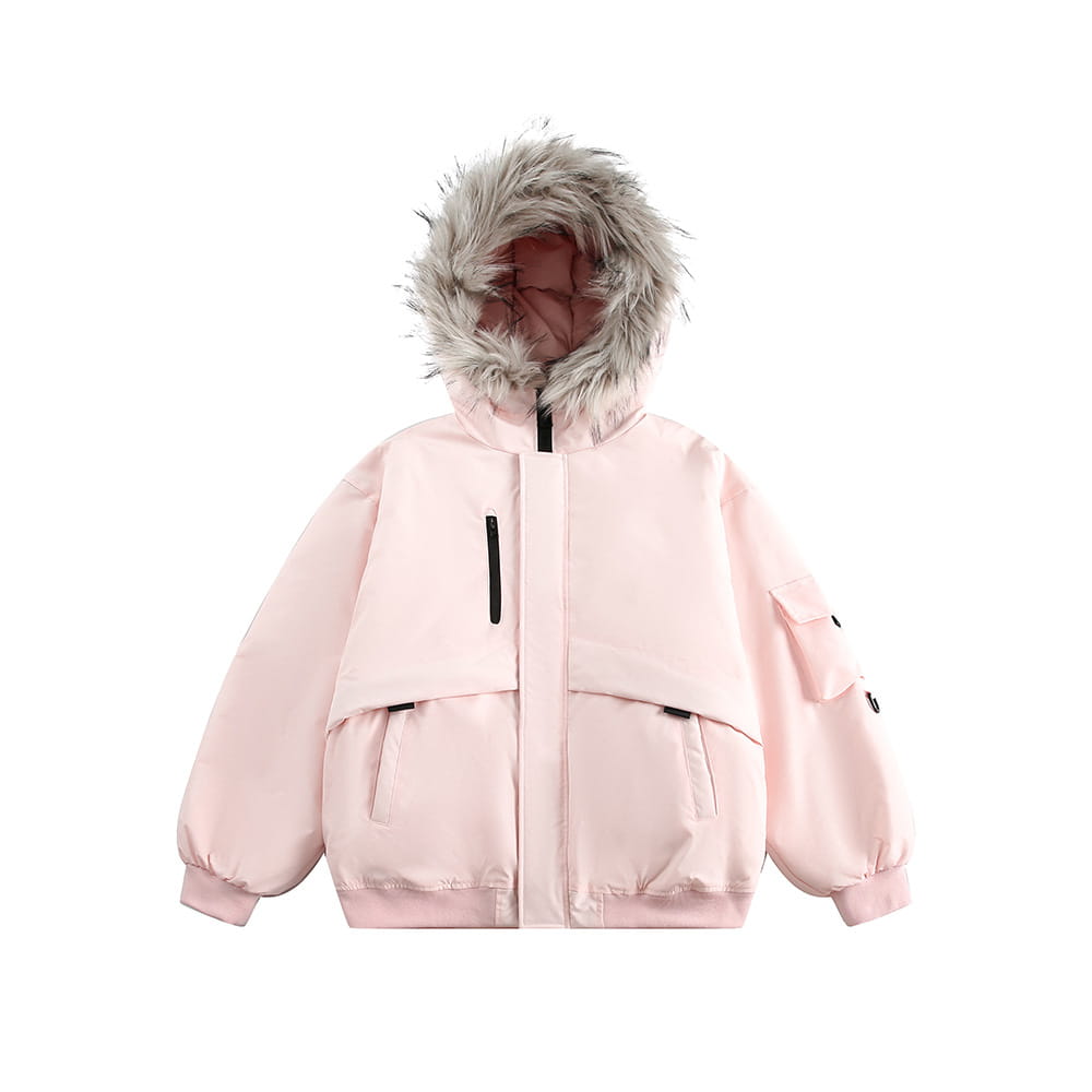 American Retro Fur Collar Hood Parker Down Jacket