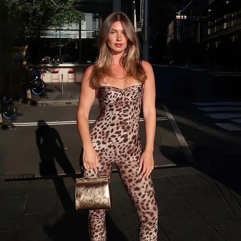Sexy Backless Print High Waist Tight Hip-lifting Jumpsuit