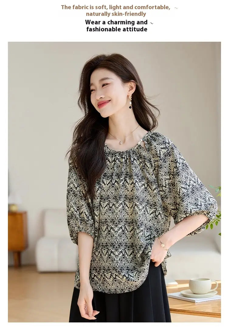 Women’s Loose Slimming 34 Sleeves Shirt