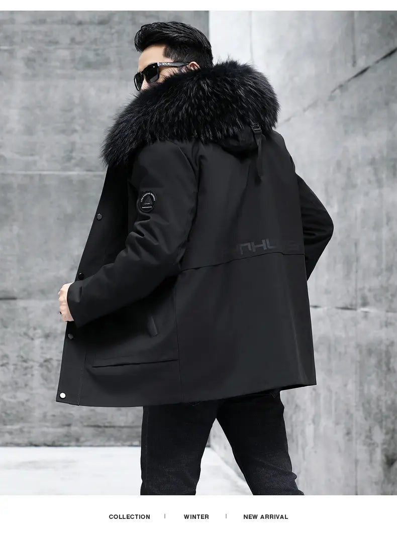 Fox Inner Pot Raccoon Hair Collar Fur Coat