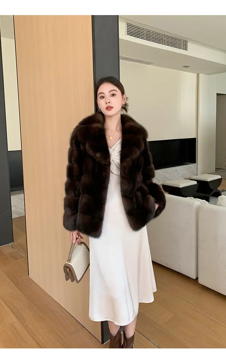 Artificial Fur Purple Sable Thick Warm Jacket