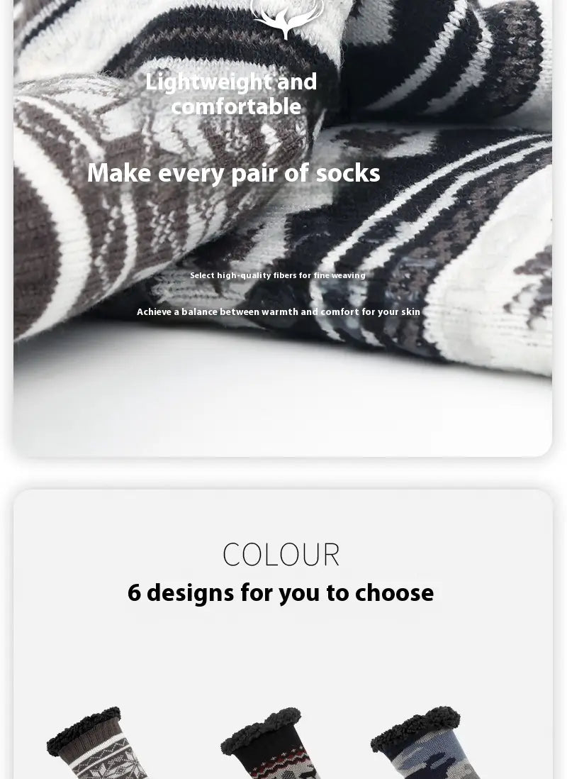 Ethnic Style Men’s Thickened Warm Non-slip Room Socks