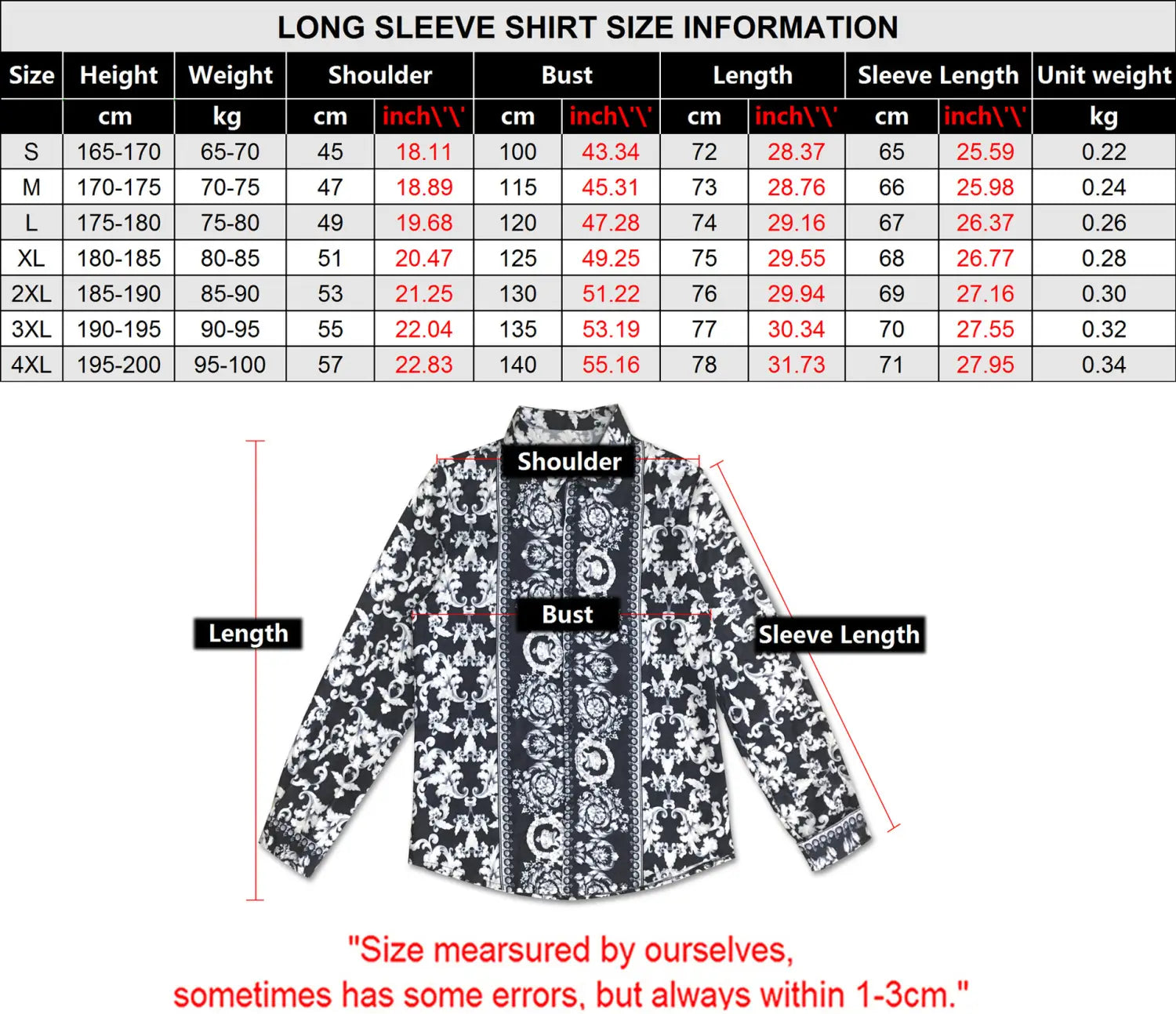 Men’s Casual Simple Striped 3D Printed Shirt Long-sleeved Bottoming Shirt