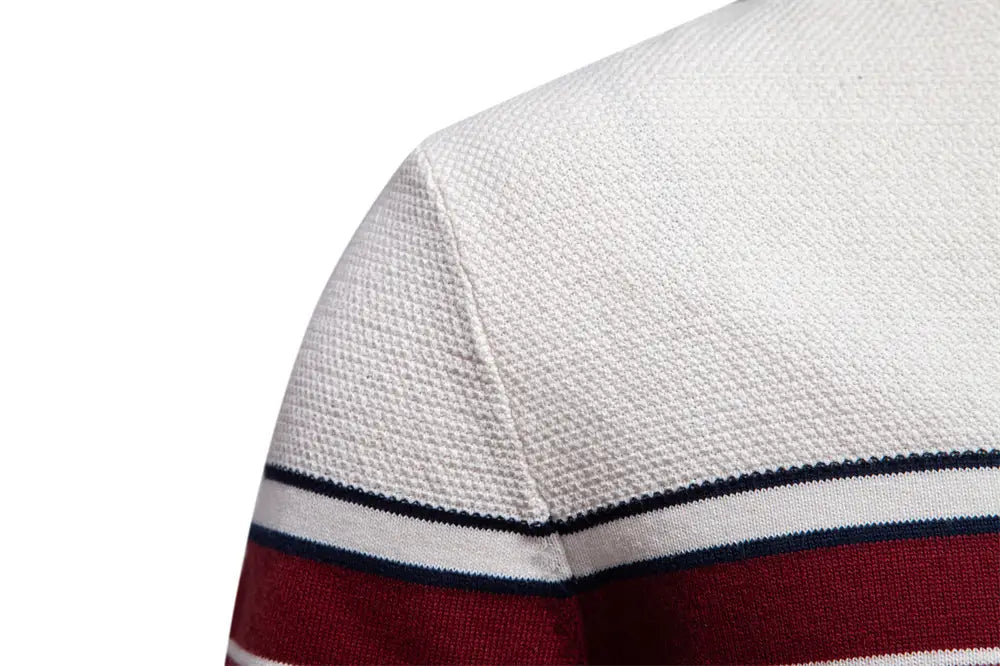 Men’s Fashion Casual Striped Color Matching Long-sleeved Sweater