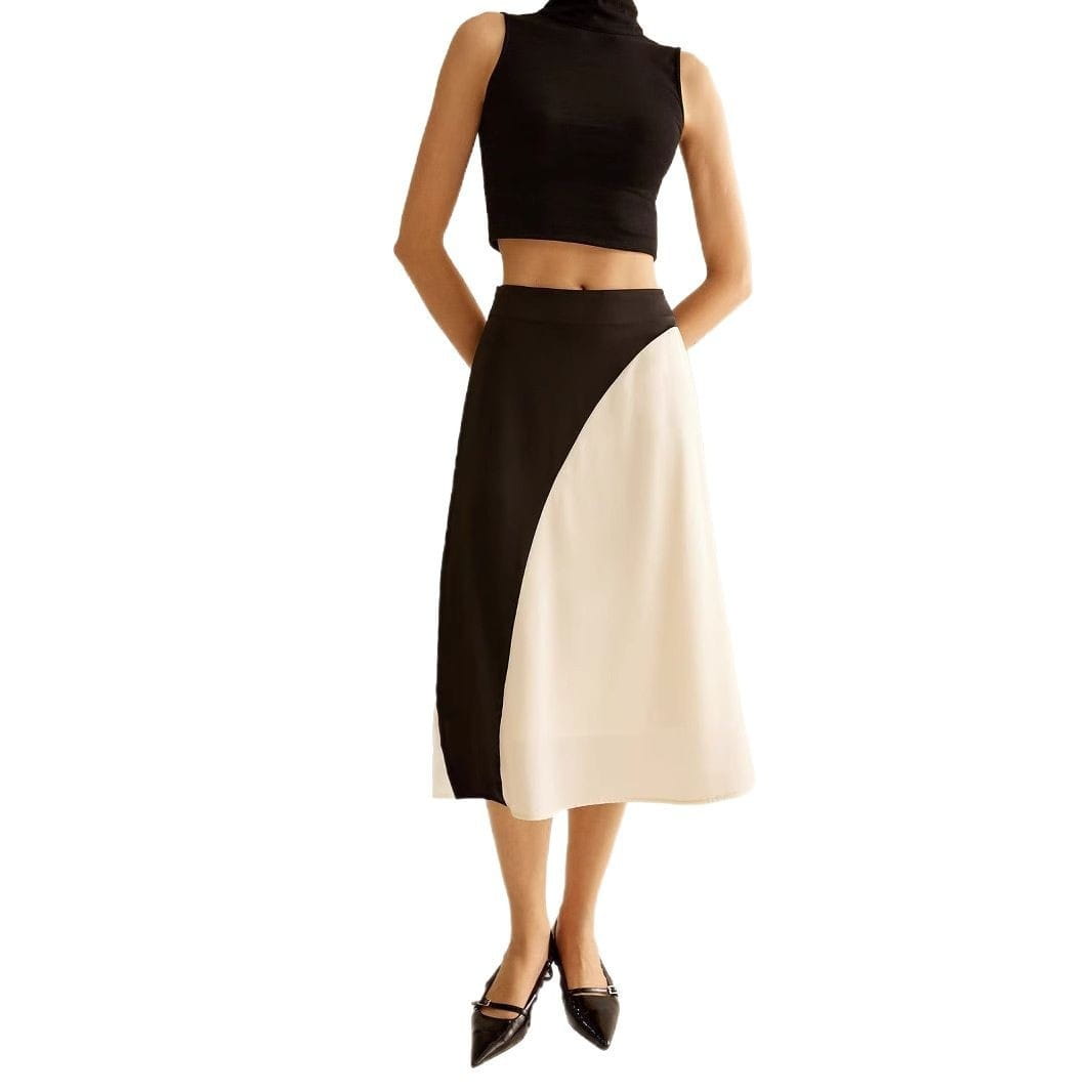 Color Contrast Patchwork Leisure Women’s Skirt