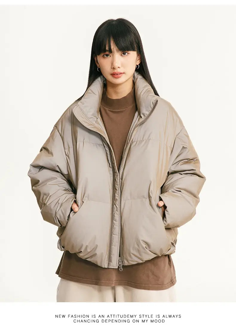 Mechanical Style Winter Down Jacket Women’s White Duck Down Thickened Reflective Coat