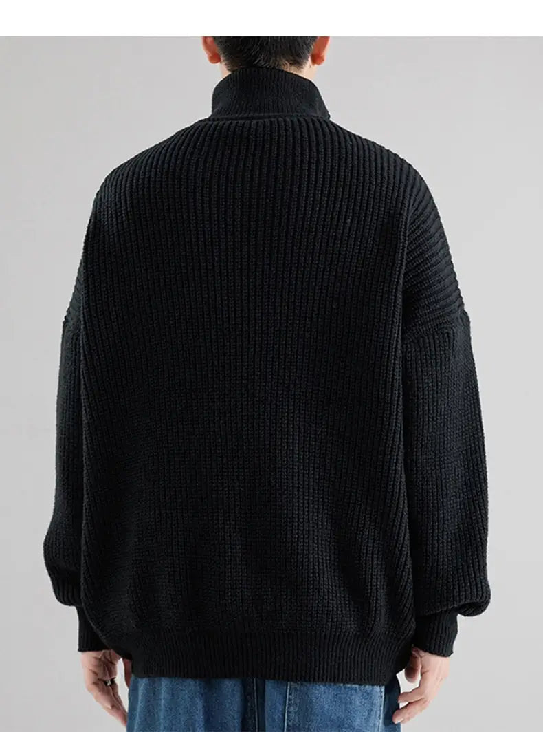 Men’s Turtleneck Half Zipper Thickening Thermal Sweater