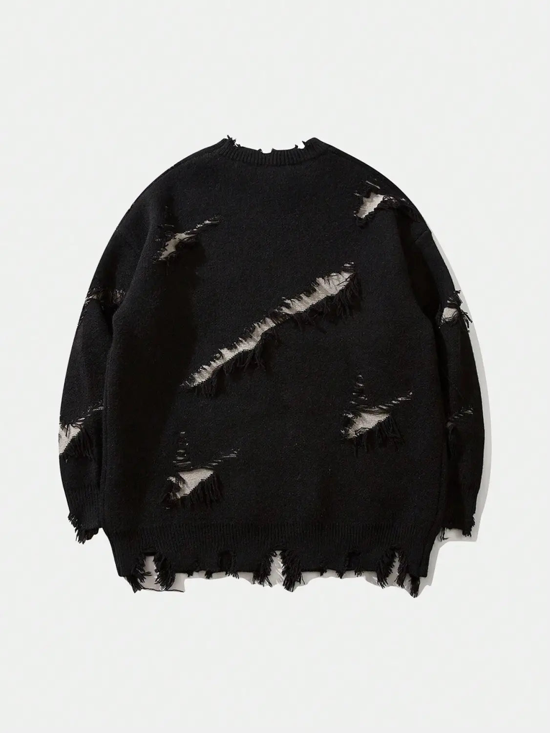 New Personality Street Jacquard Ripped Frayed Vintage Loose Sweater