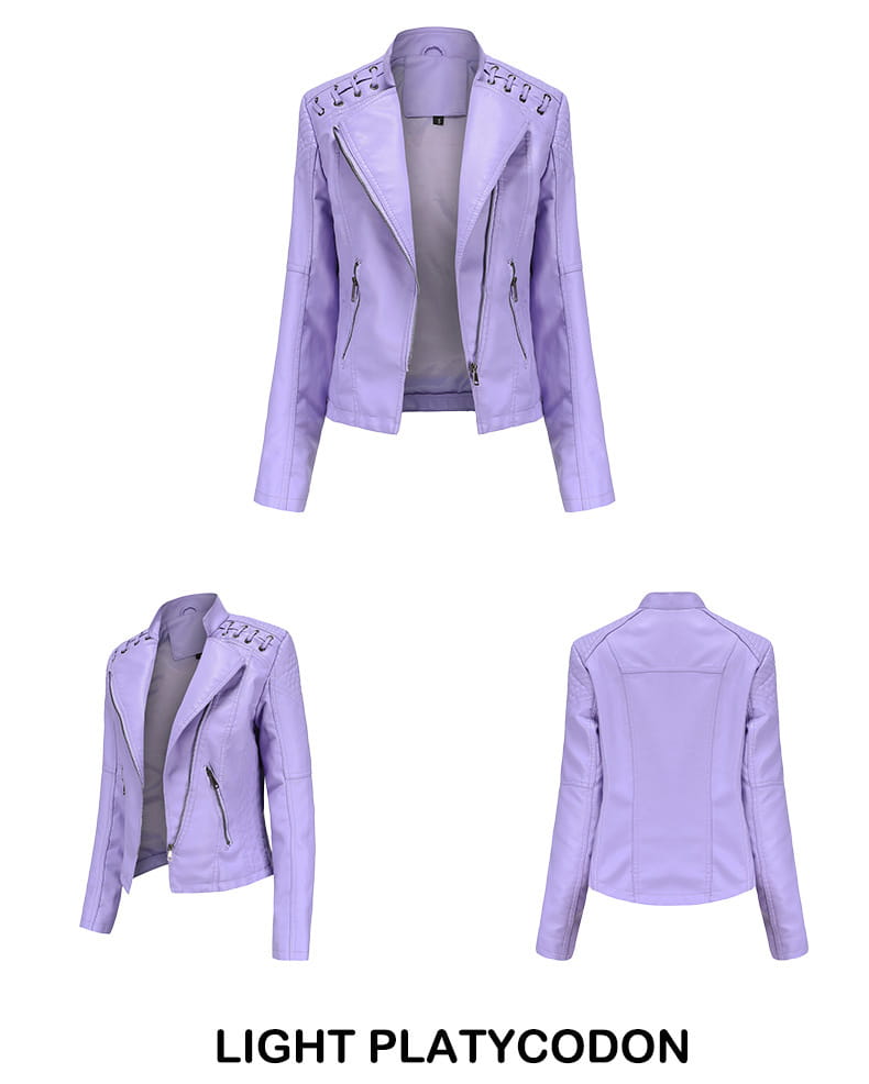 Slim Fit Thin Leather Coat Women’s Motorcycle Clothing