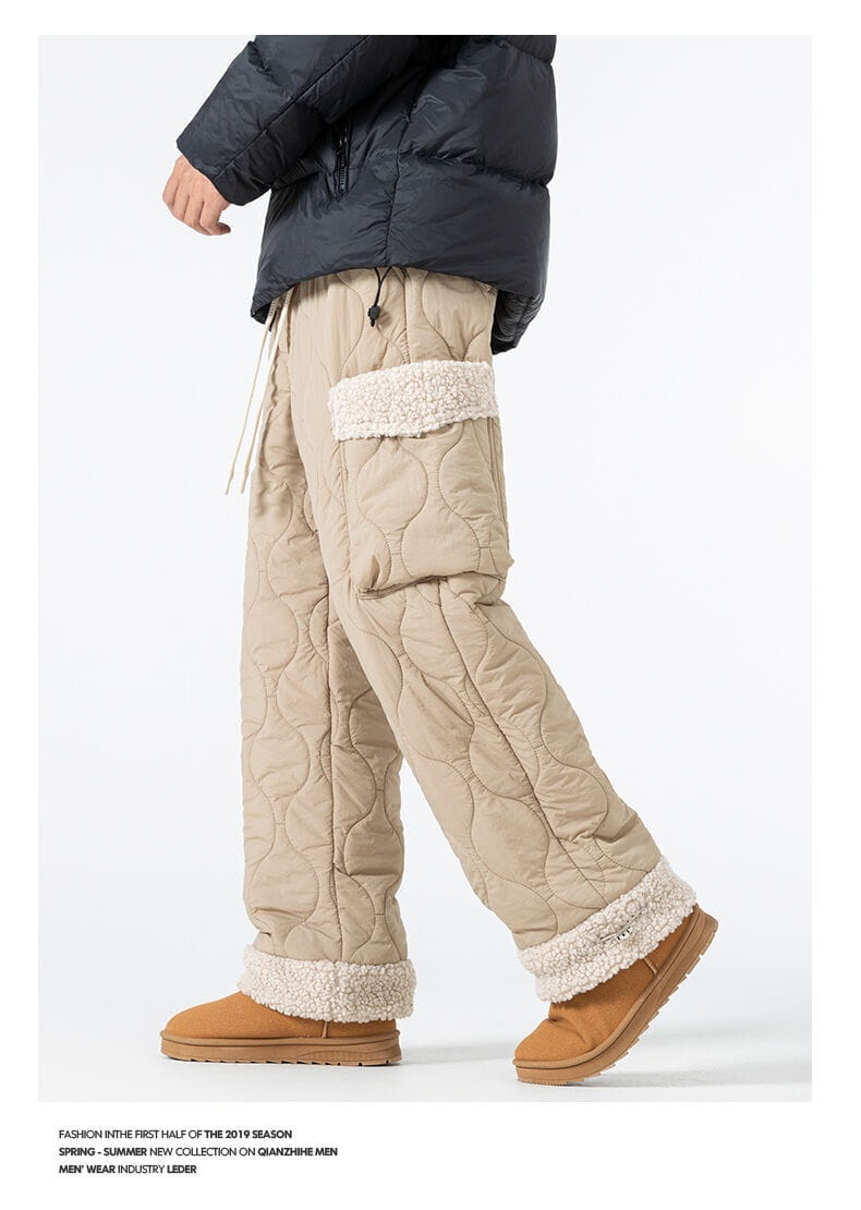 Men’s Quilted Casual Pants Thickened Cold Protection Ski Pants