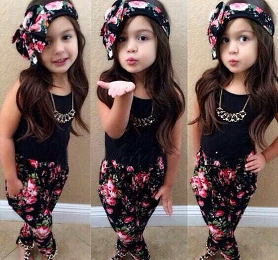 European and American girls floral three-piece
