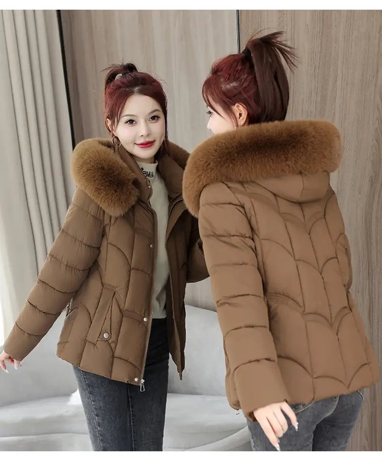 Fur Collar Down Jacket Slimming Coat
