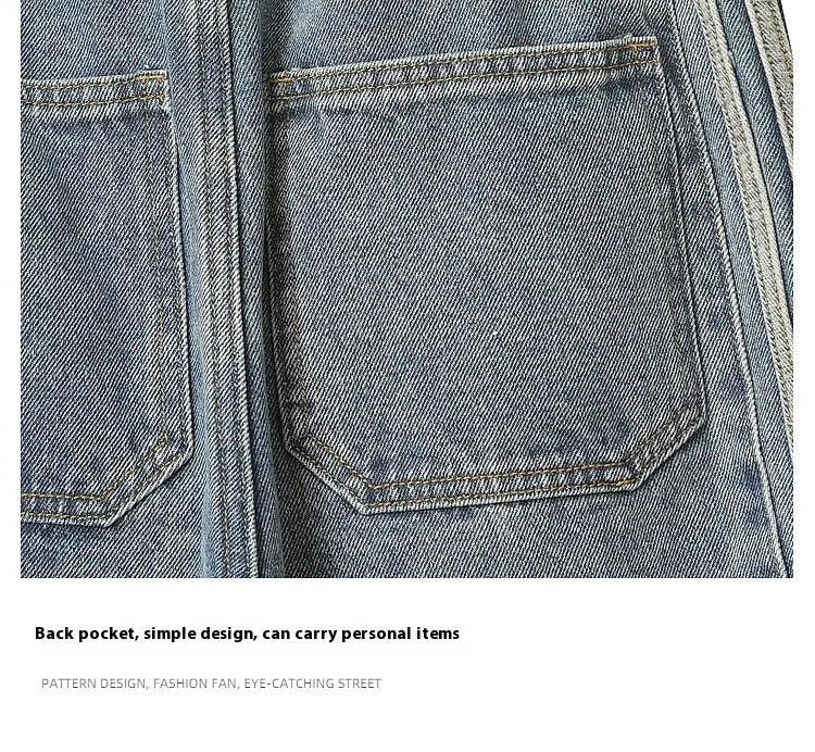 Light Blue Side Three Bars Straight Jeans Men