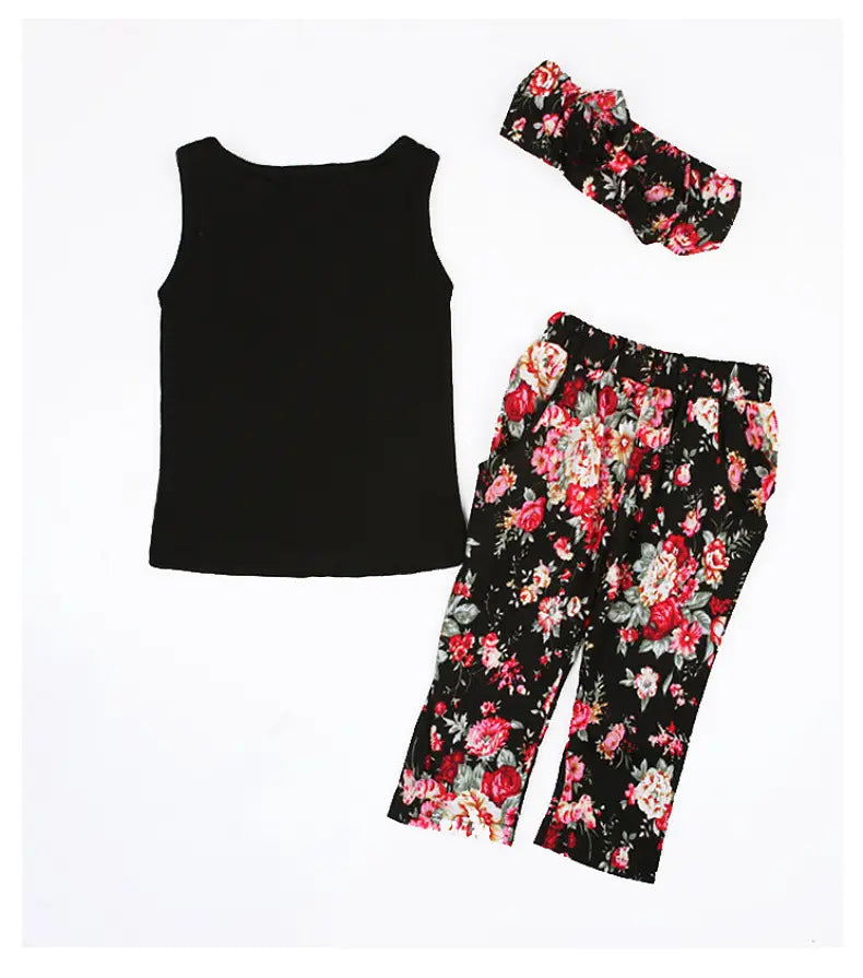 European and American girls floral three-piece