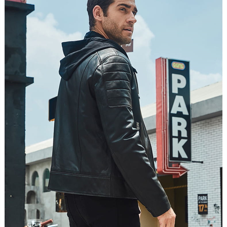 Leather Coat Trend Plus Cotton Hooded