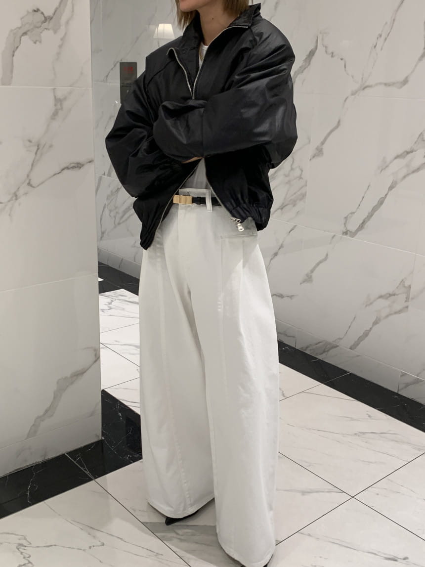 Women’s Korean-style Temperament High Waist Pleated Stitching Wide-leg Jeans