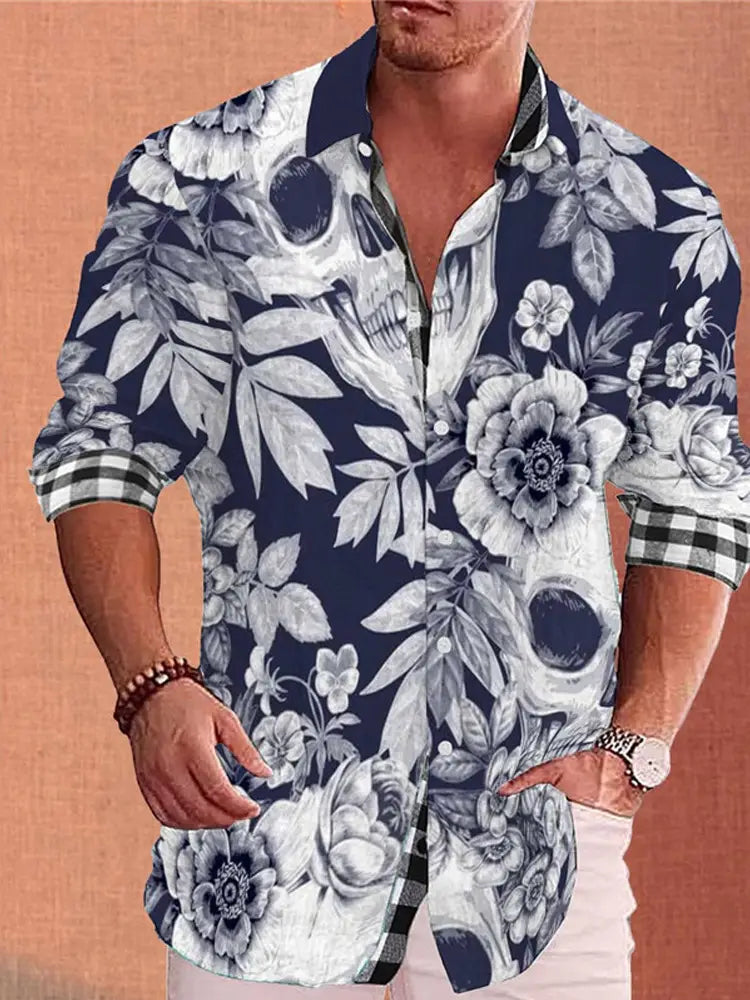 Color Matching Bamboo Linen Printed Men’s Shirt
