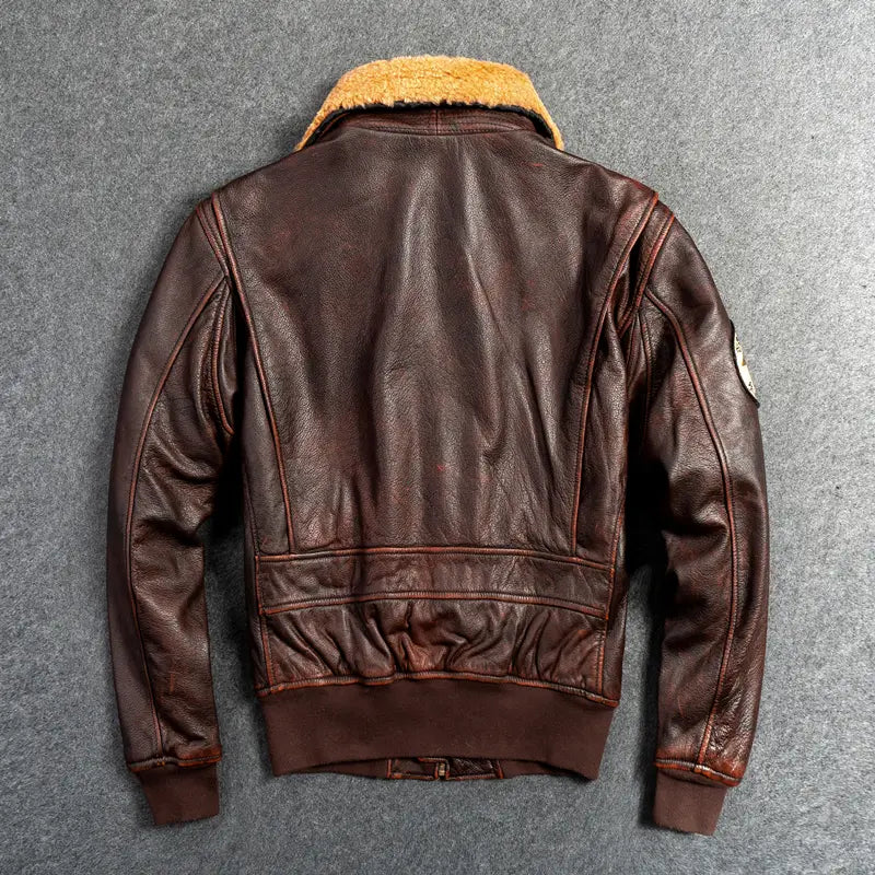 Men’s Genuine Leather G1 First Layer Leather Motorcycle Jacket