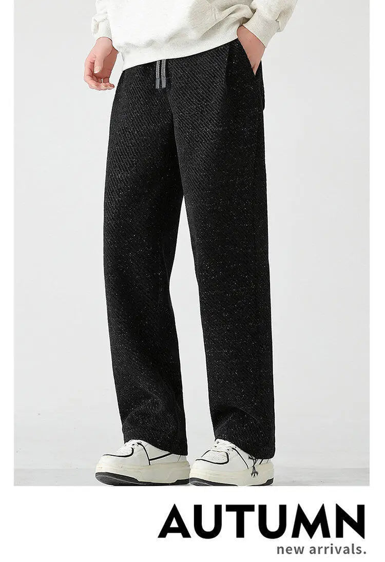 Chenille Slanted Stripe Casual Pants Men’s Loose Wide-leg Pants Silver Silk Sweatpants
