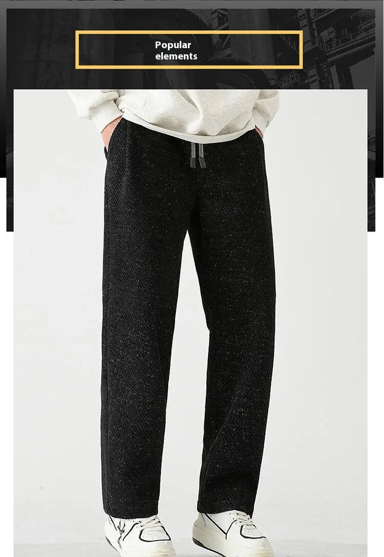 Chenille Slanted Stripe Casual Pants Men’s Loose Wide-leg Pants Silver Silk Sweatpants