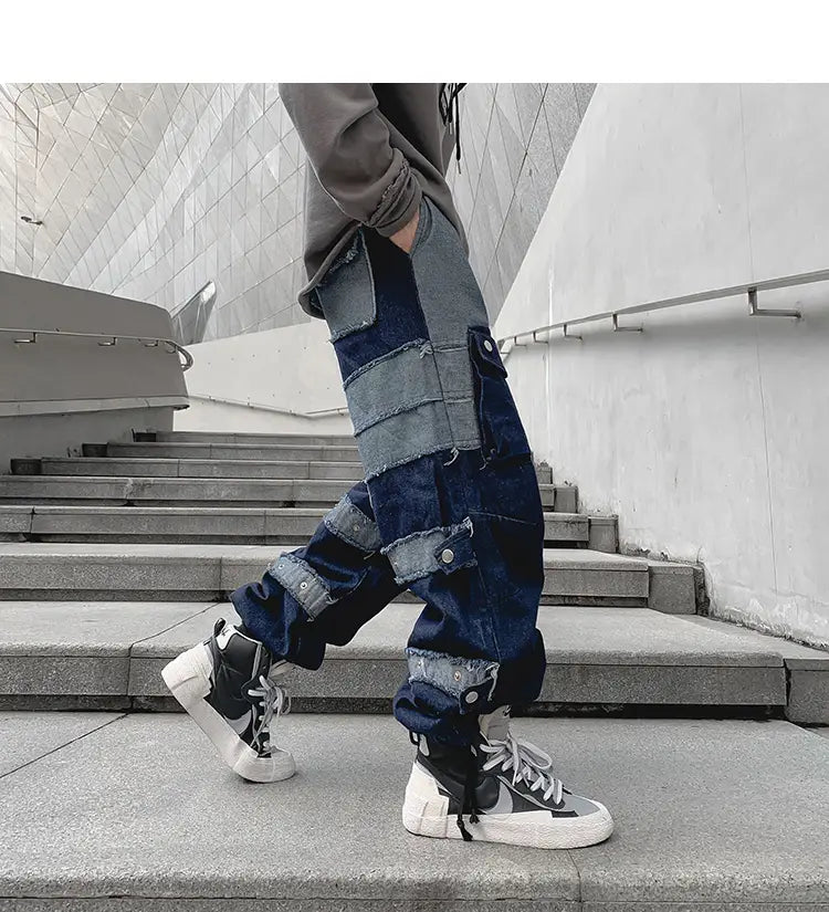 Fringed Patch Lounge Pants Jeans Wide Leg
