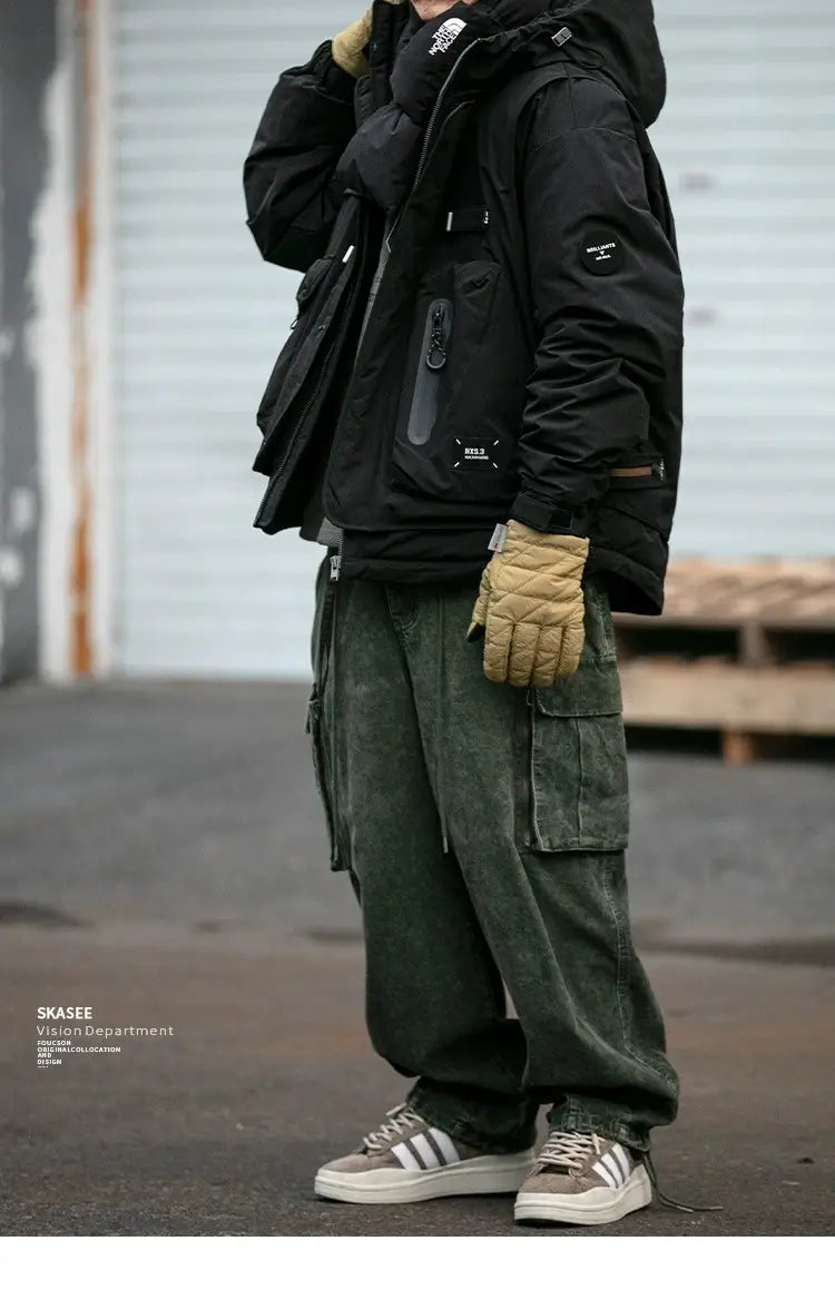 Loose Outdoor Multi-pocket Winter Workwear Hooded Down Jacket