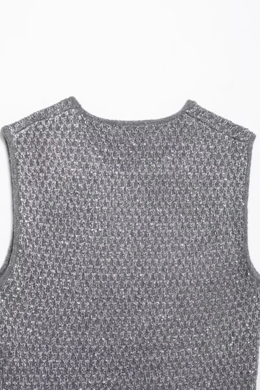 European And American Women’s Beads Decoration Metallic Yarn Knitted Top