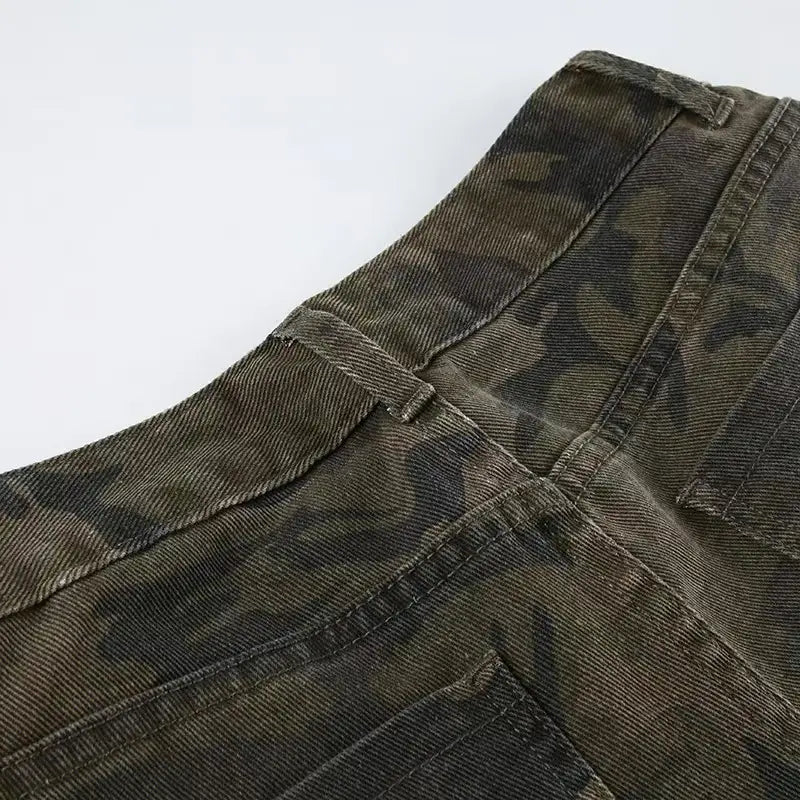 Loose Camouflage Workwear With Pocket Jeans