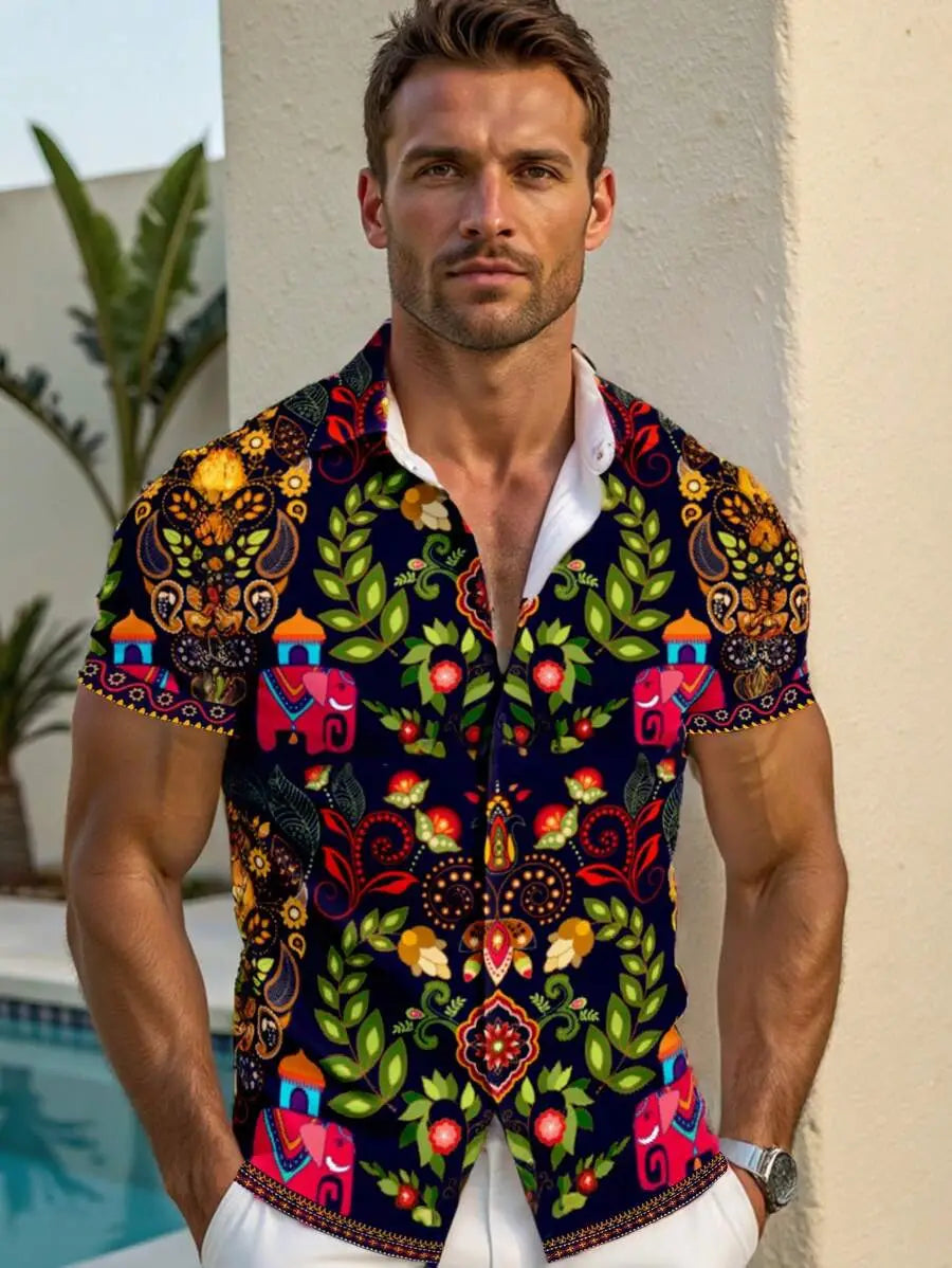 Men’s Shirt 3D Printing Stitching Cartoon