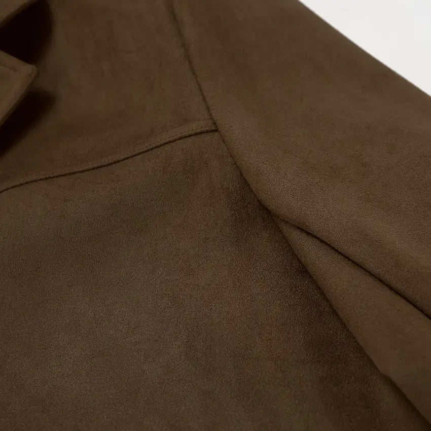Brushed Velvet Retro Lapels Loose Suede Jacket