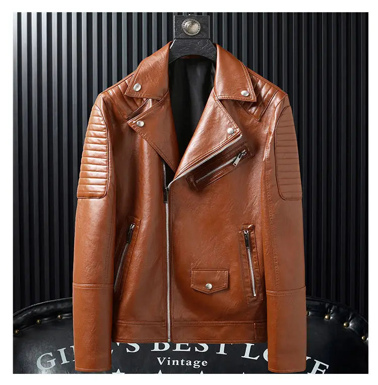 Spring And Autumn Slim-fitting Biker Leather Jacket