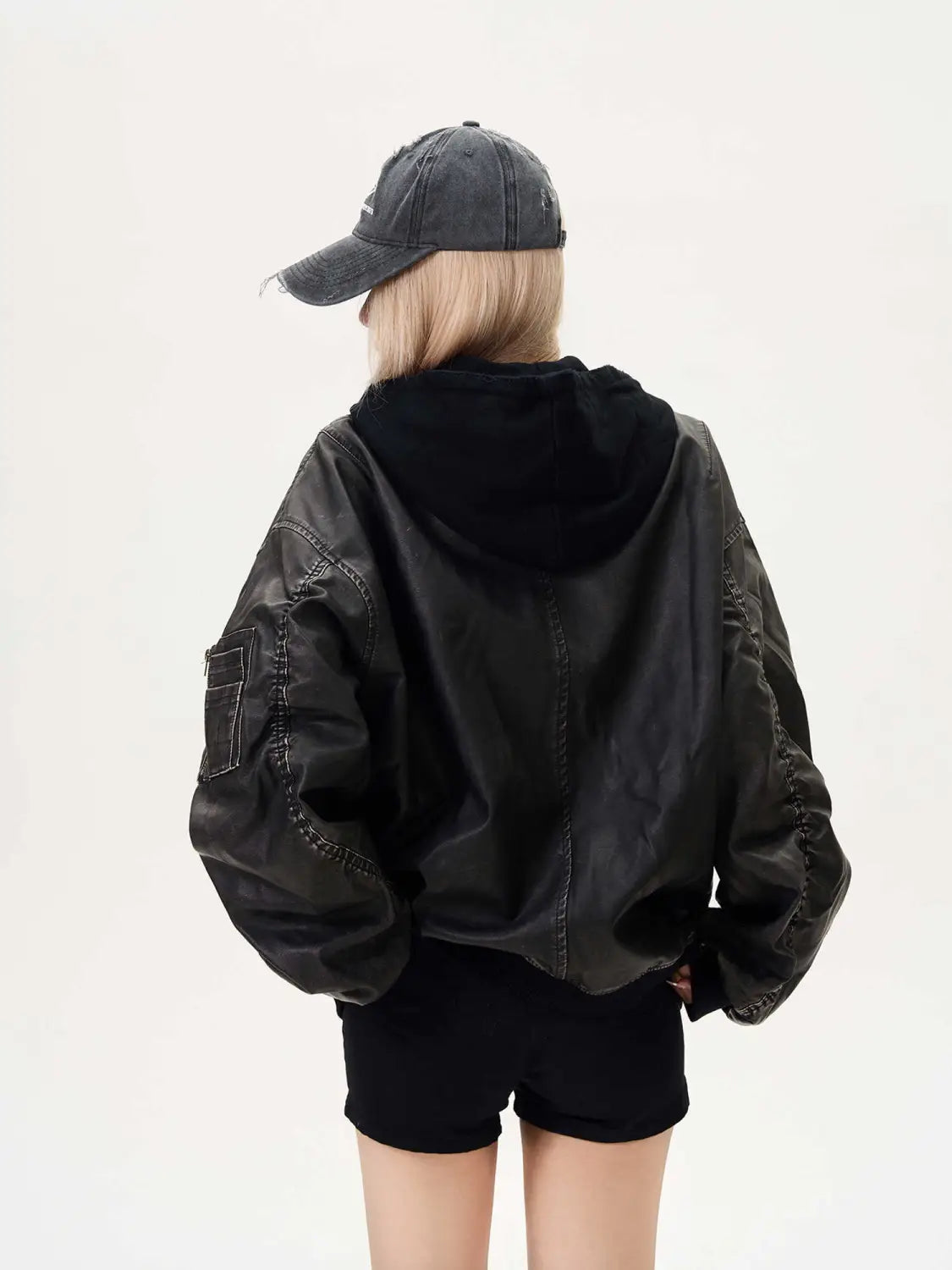 Distressed Hooded Flight Jacket Men’s And Women’s Heavy Coat