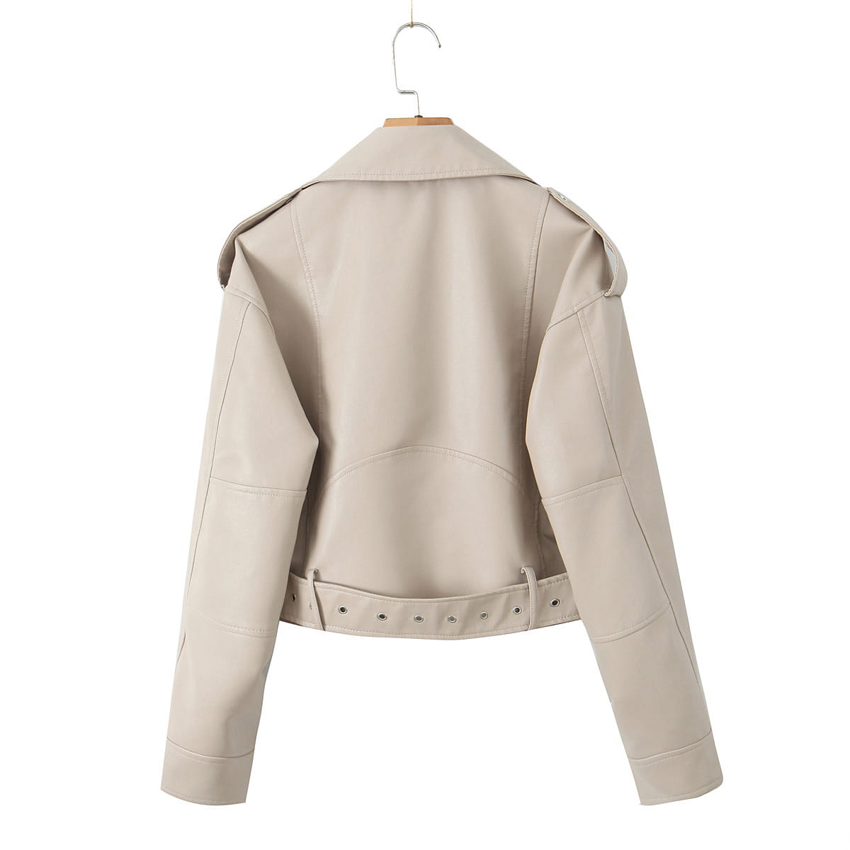 Fashionable Washed Faux Leather Motorcycle PU Zipper Jacket