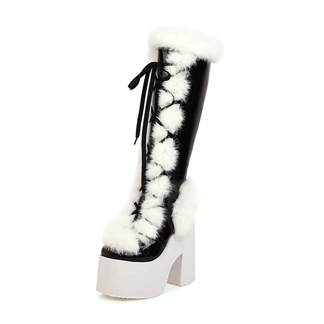 High Heeled Platform Thick Soled Snow Boots Fur Boots