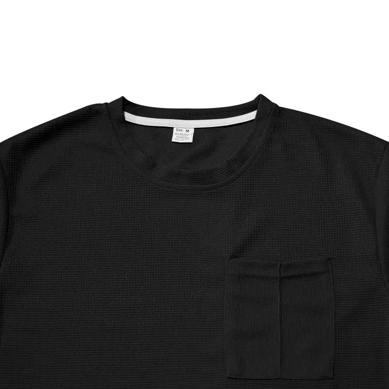 Waffle Round Neck Pocket Short-sleeved Shorts Casual Sports Suit