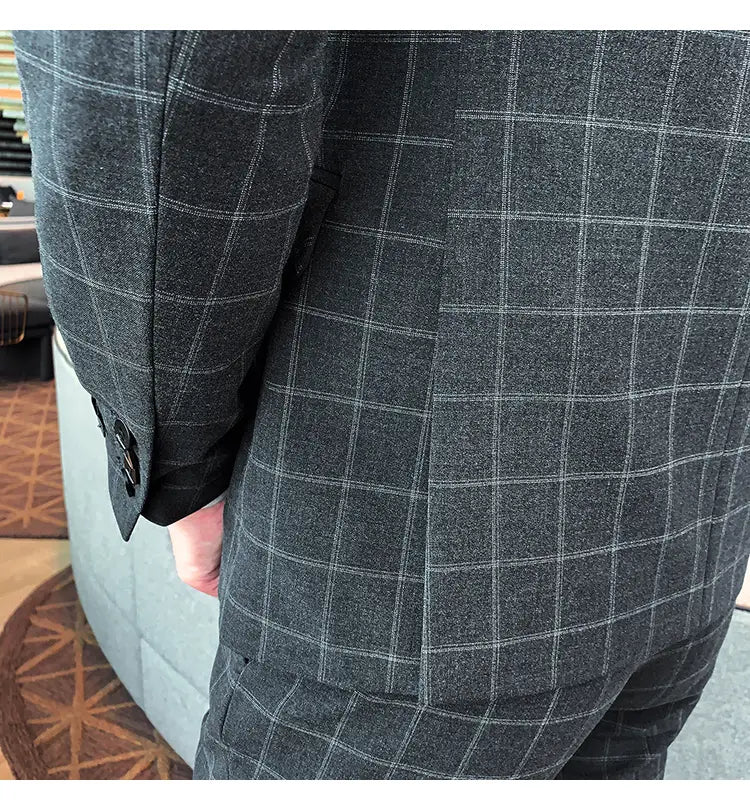 Men’s Casual Business Suit Three-piece Slim-fit Officiating Ceremony