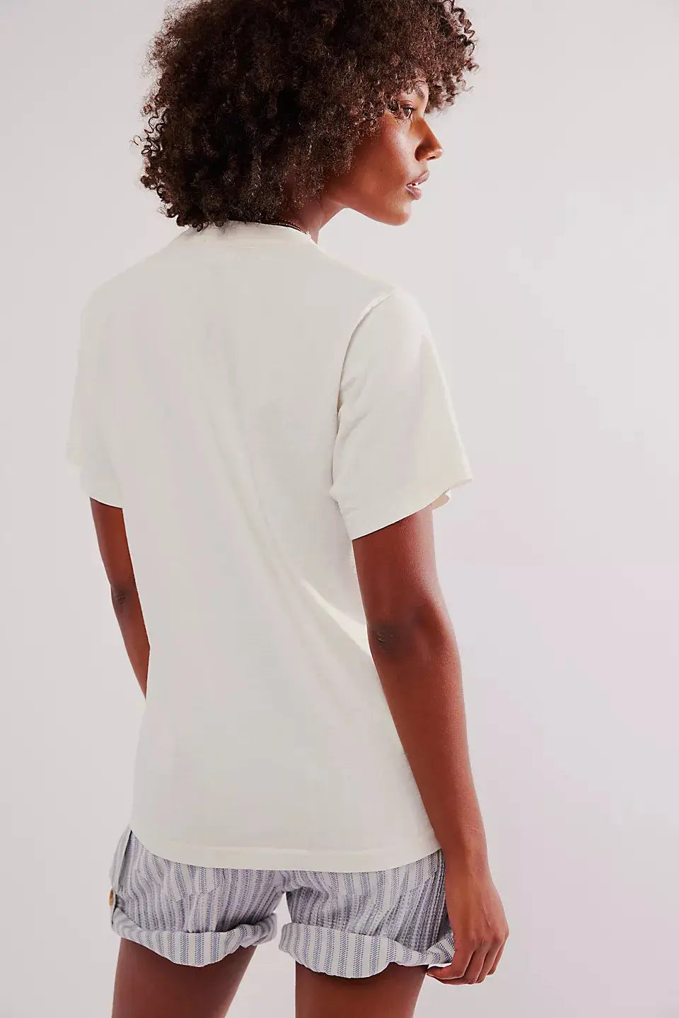 Short Sleeve Top Round Neck Printed White For Girls