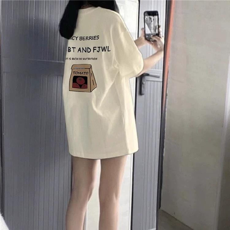 Loose Cotton Off-shoulder Short Sleeve White T-shirt