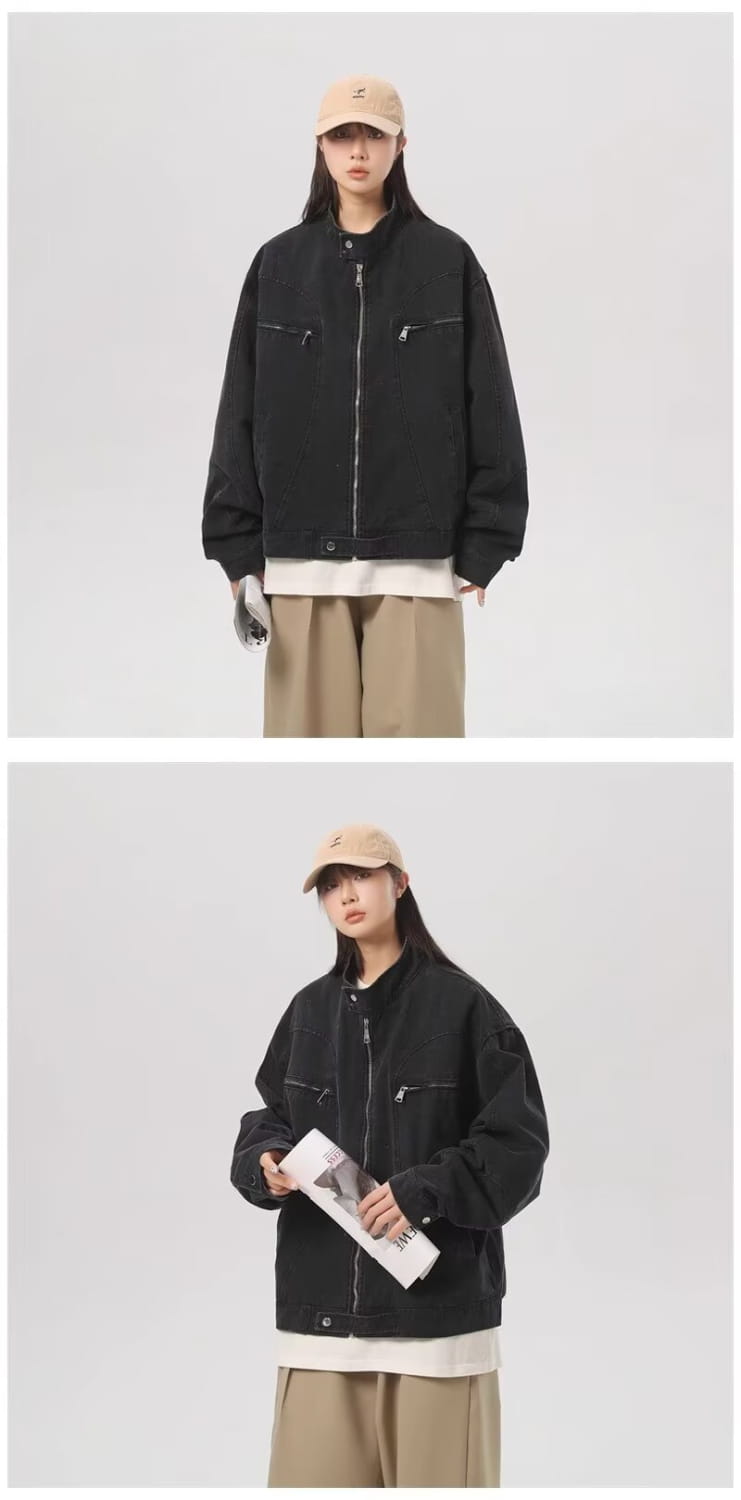 American Retro Washed Short Denim Coat