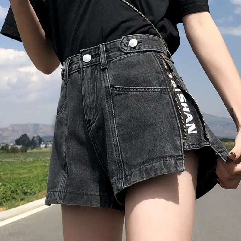 Thin High Waist Korean Style Small All-matching Denim Shorts