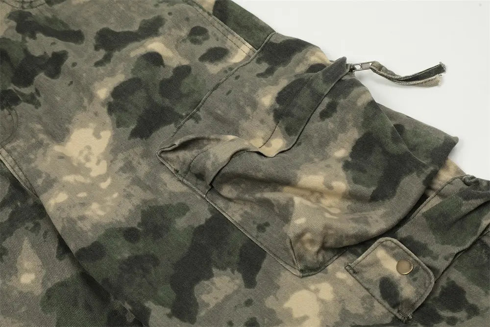 Mountain Outdoor Multi-pocket Workwear Tie-dye Camouflage Pants Men