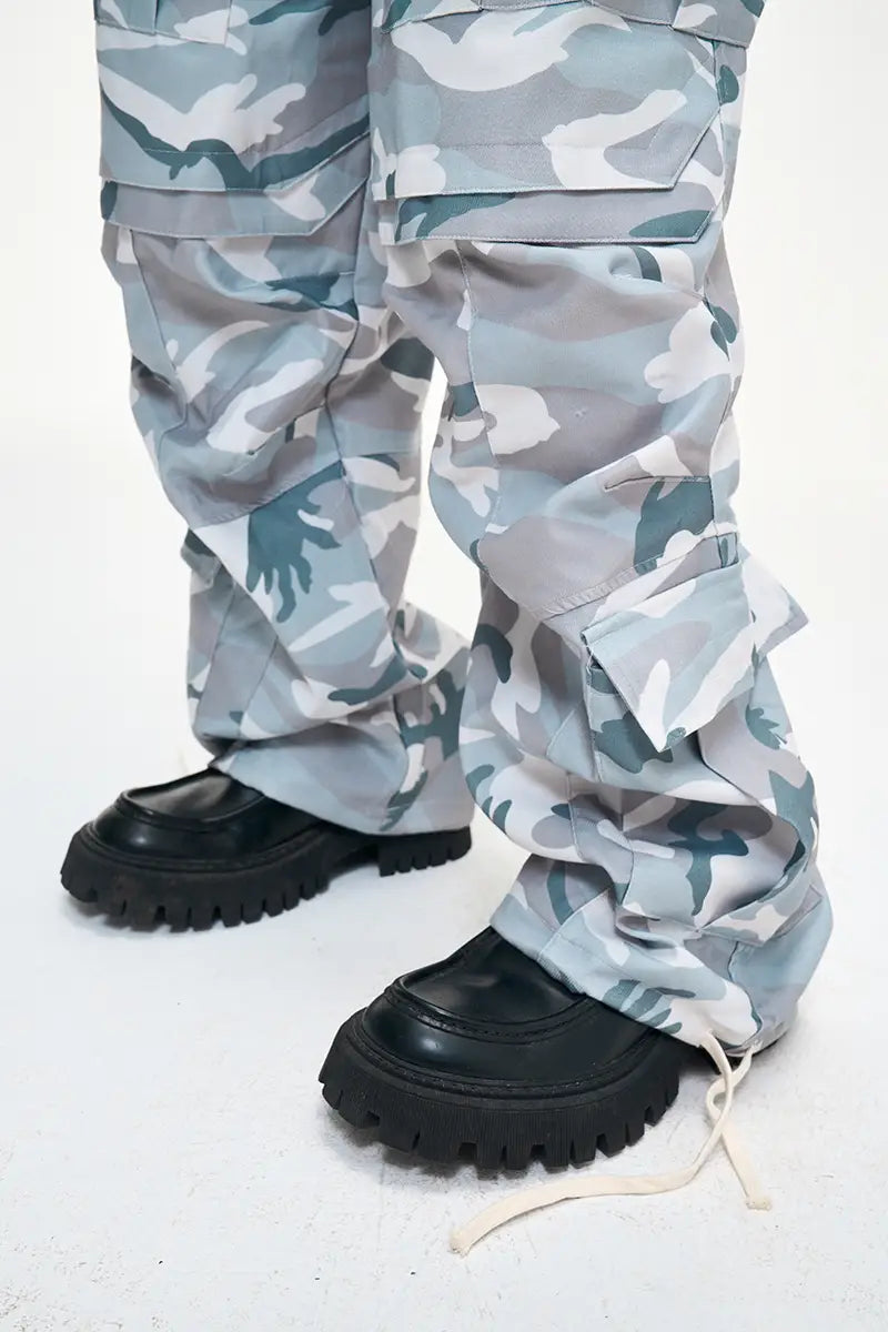 Multi-Pocket Workwear Camouflage Casual Loose Fashion Brand Wide Leg Paratrooper Pants Men