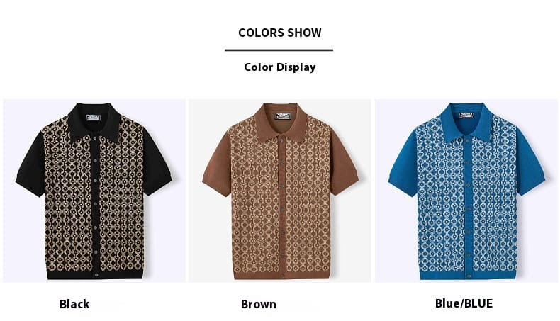 Summer Tencel Short-sleeved Sweater Lapel Jacquard Cardigan For Men