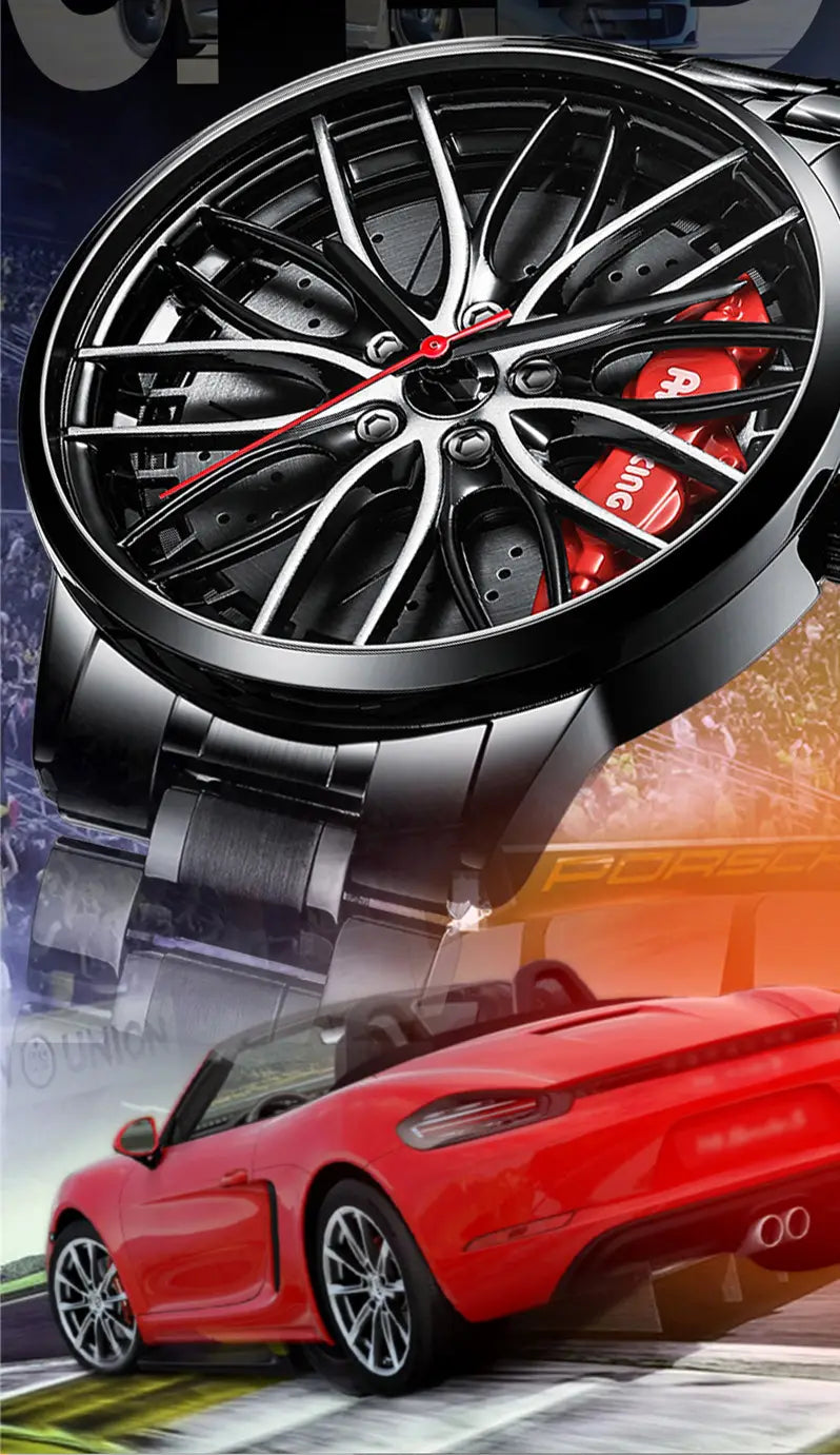 Rotating Red Pointer Quartz Watch For Men