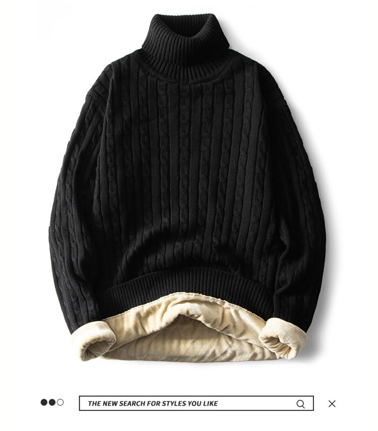 Men’s Fleece-lined Thick Neck Sweater