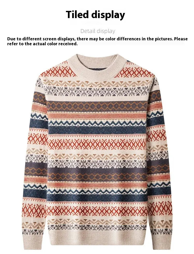 Men’s Pullover Thickened Striped Sweaters Bottoming Shirt