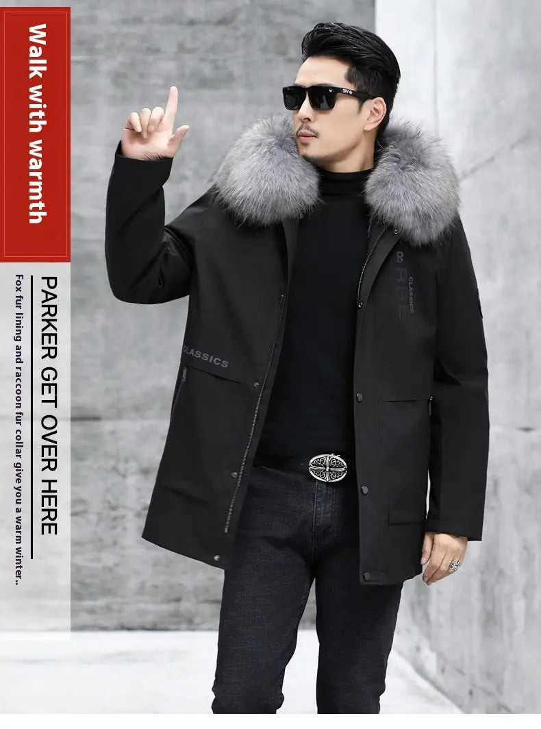 Fox Inner Pot Raccoon Hair Collar Fur Coat